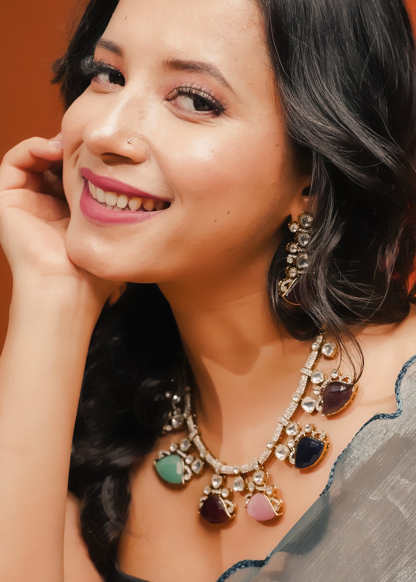 NAVRATNA NECKLACE SET