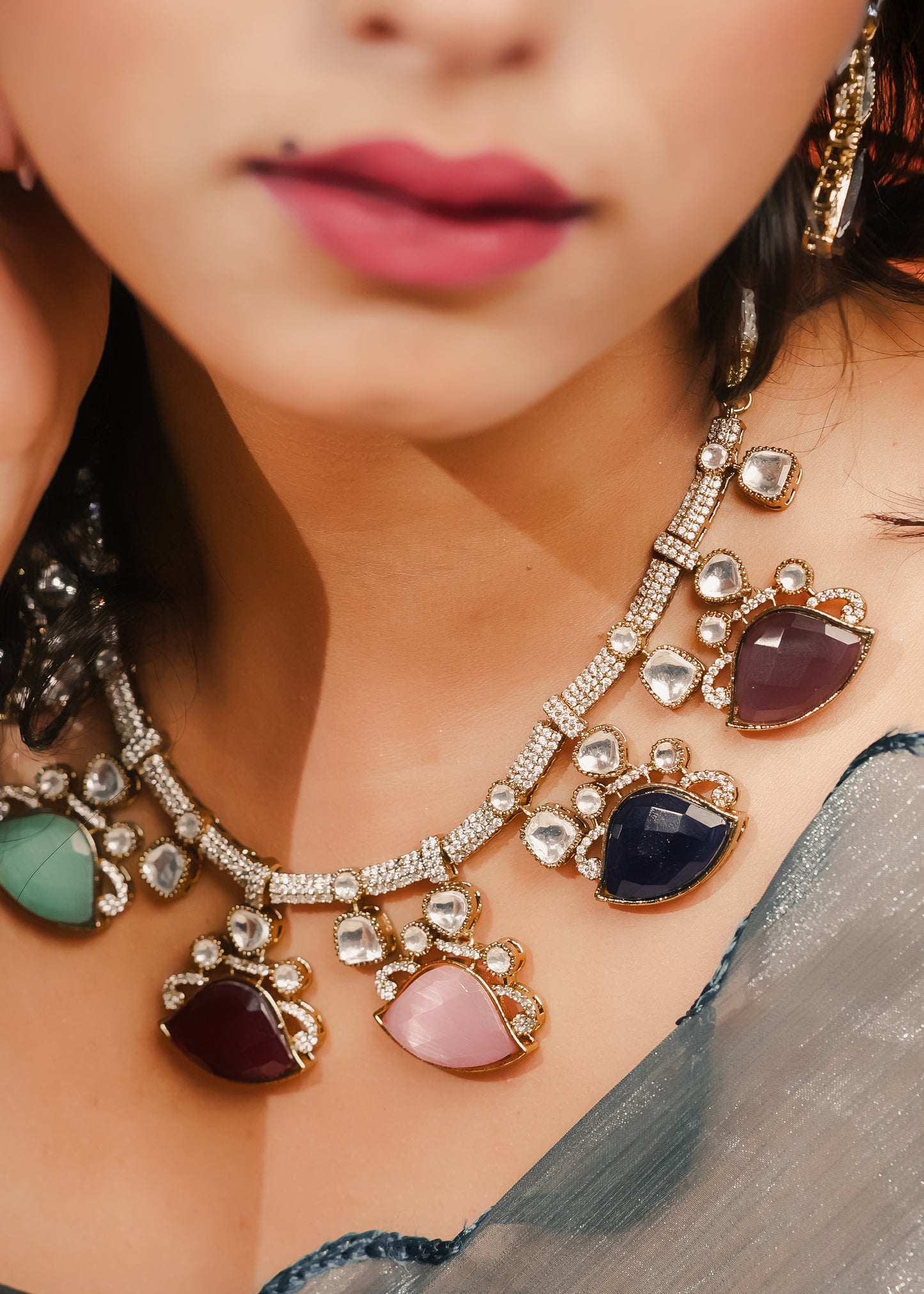 NAVRATNA NECKLACE SET